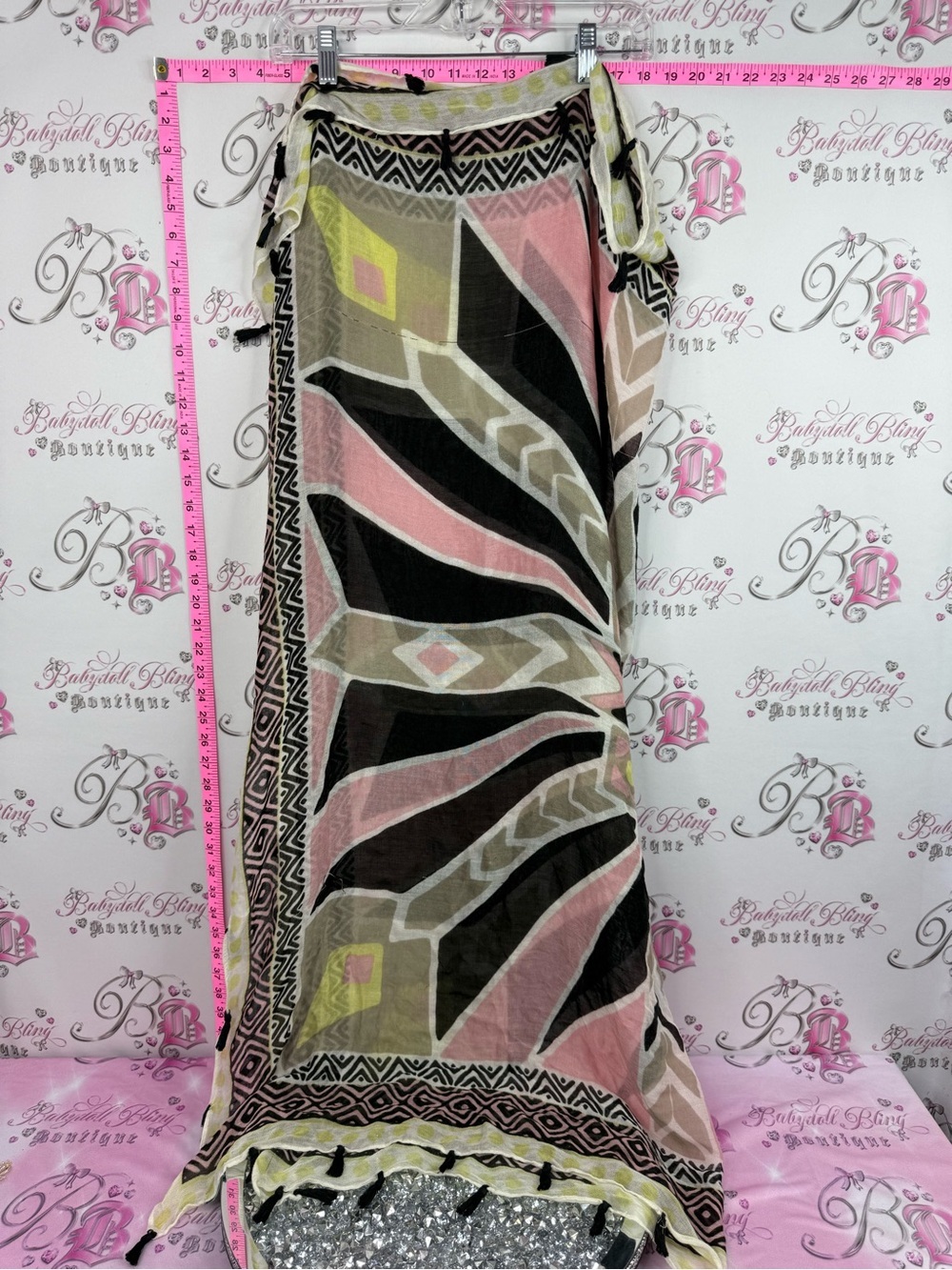 Scarf wrap dress skirt Printed Lightweight Wrap Scarf – Pink, Black & Olive